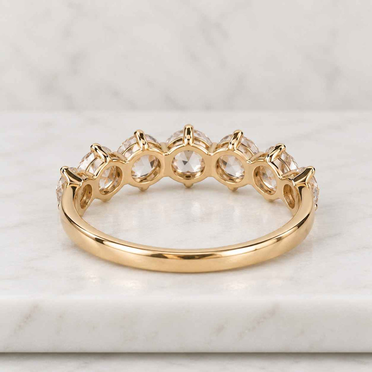 3 MM Stunning U-Prong Round Brilliant Half Eternity Moissanite Wedding Band in 10K/14K Solid White/Yellow/Rose Gold,matching band for her
