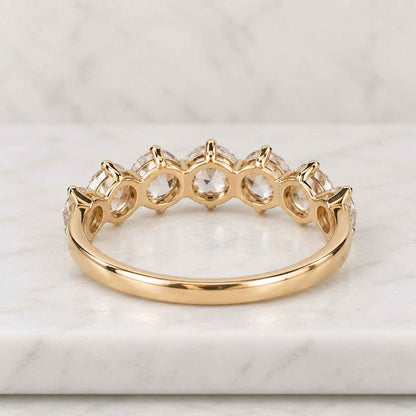 3 MM Stunning U-Prong Round Brilliant Half Eternity Moissanite Wedding Band in 10K/14K Solid White/Yellow/Rose Gold,matching band for her
