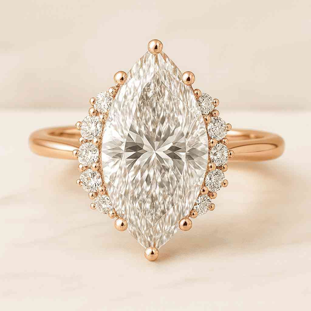 3 Stone Engagement Ring Real Emerald Cut Lab Grown Diamond Ring Trilogy 3 Diamond Anniversary Ring Hidden Halo Ring Half Moon Diamond Ring