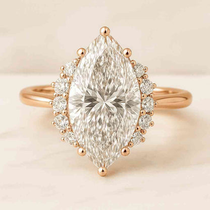 3 Stone Engagement Ring Real Emerald Cut Lab Grown Diamond Ring Trilogy 3 Diamond Anniversary Ring Hidden Halo Ring Half Moon Diamond Ring