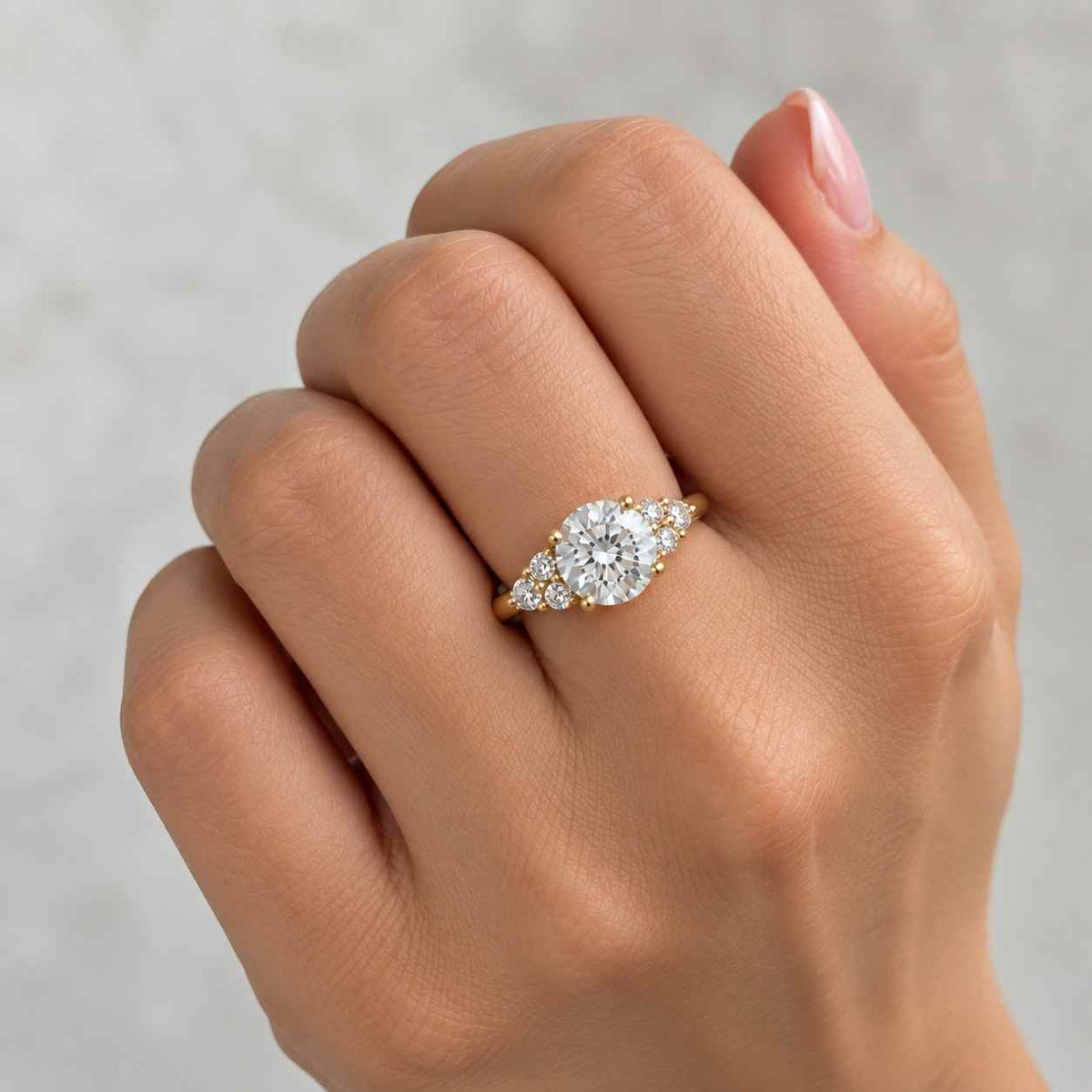 3 stone ring cushion diamond engagement ring