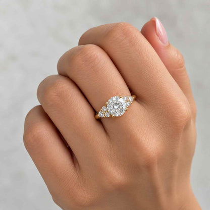 3 Stone Ring Cushion Diamond Engagement Ring