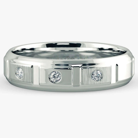 3 Stone Round Cut Stackable Wedding Band