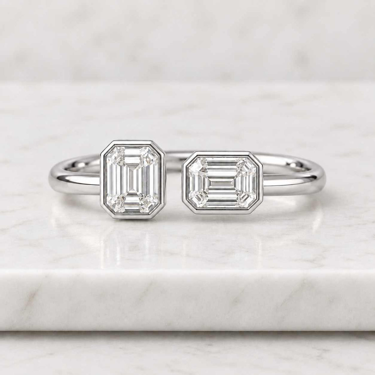 3 carat E/VVS2 IGI CERTIFIED Marquise + Emerald Cut Two Stone Lab Diamond Engagement Ring, 14k Rose gold, Toi et Moi Ring, Perfect gift
