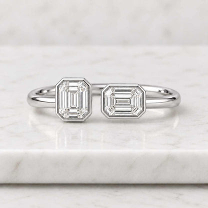 3 carat E/VVS2 IGI CERTIFIED Marquise + Emerald Cut Two Stone Lab Diamond Engagement Ring, 14k Rose gold, Toi et Moi Ring, Perfect gift

