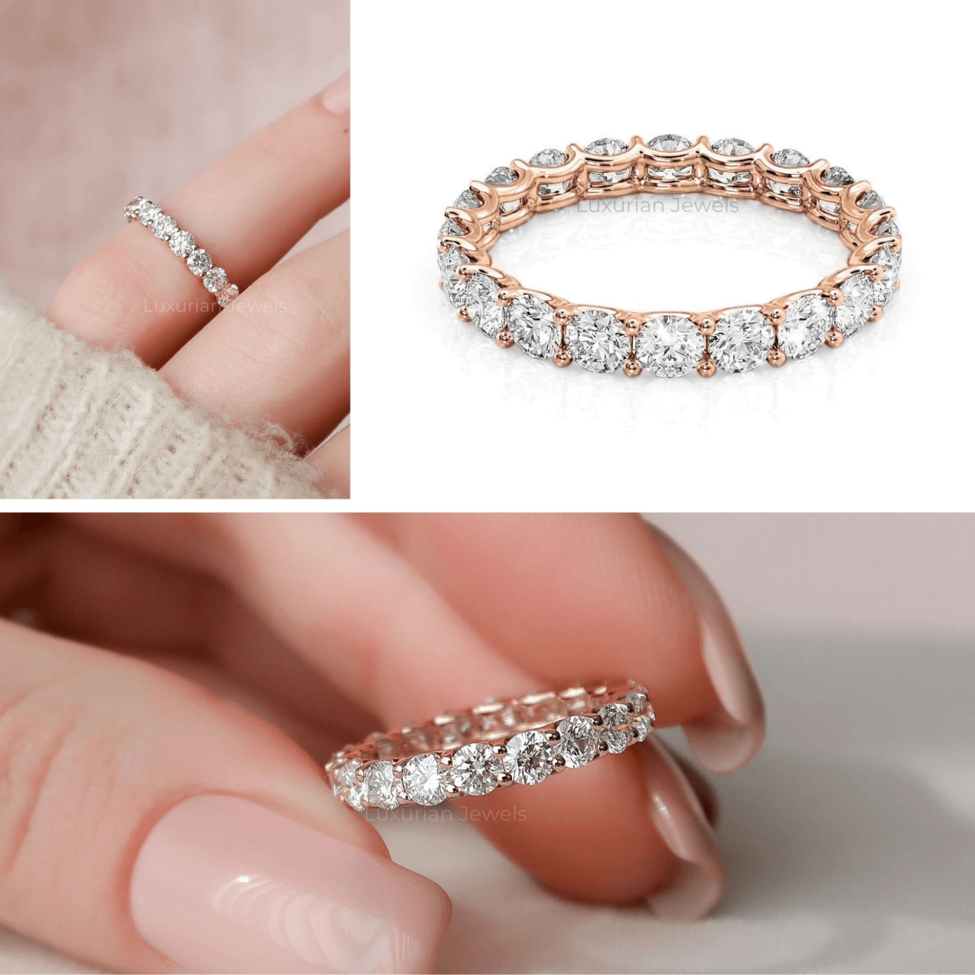 3 mm Round Cut Diamond Eternity Wedding Band