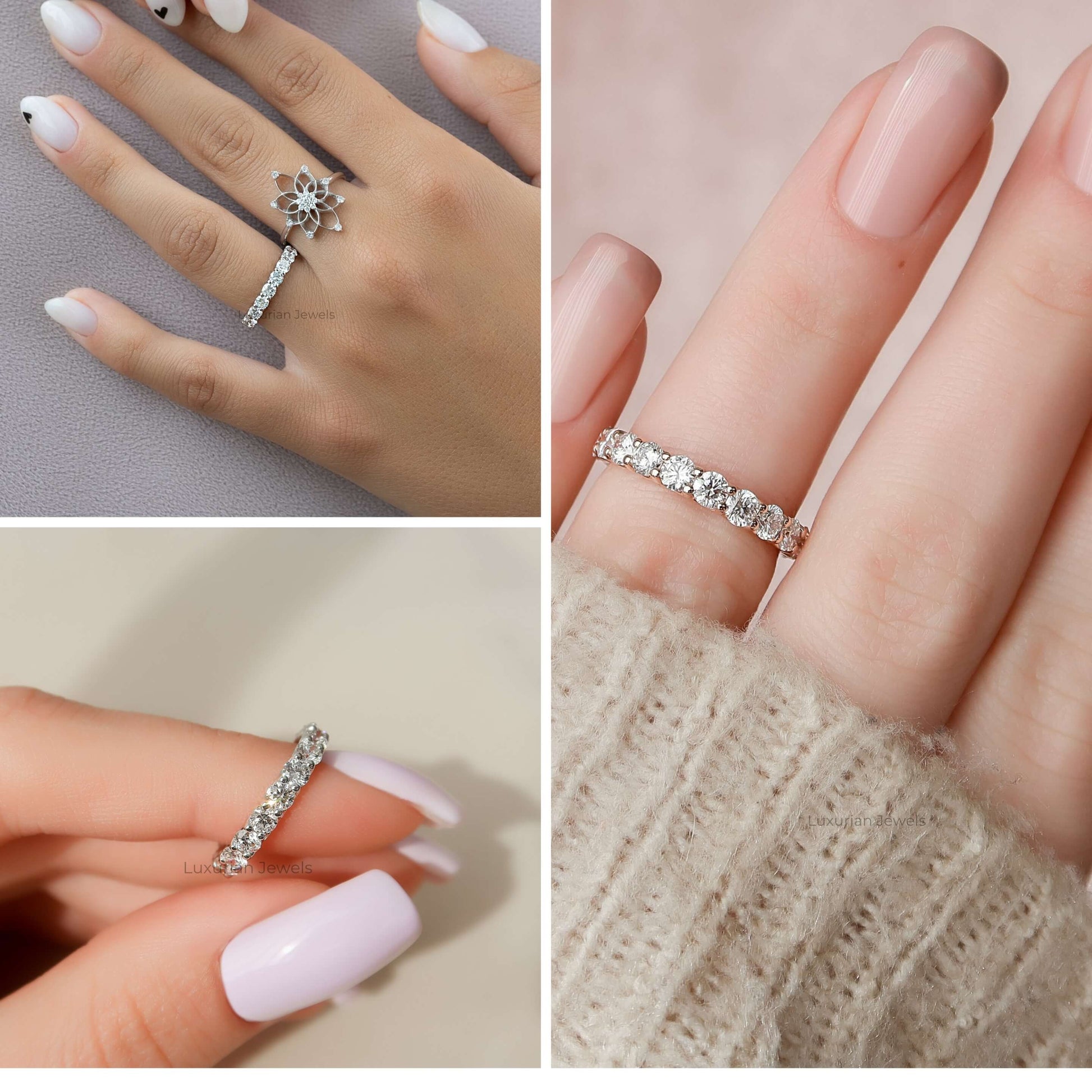 3 mm Round Cut Diamond Full Eternity Wedding Band