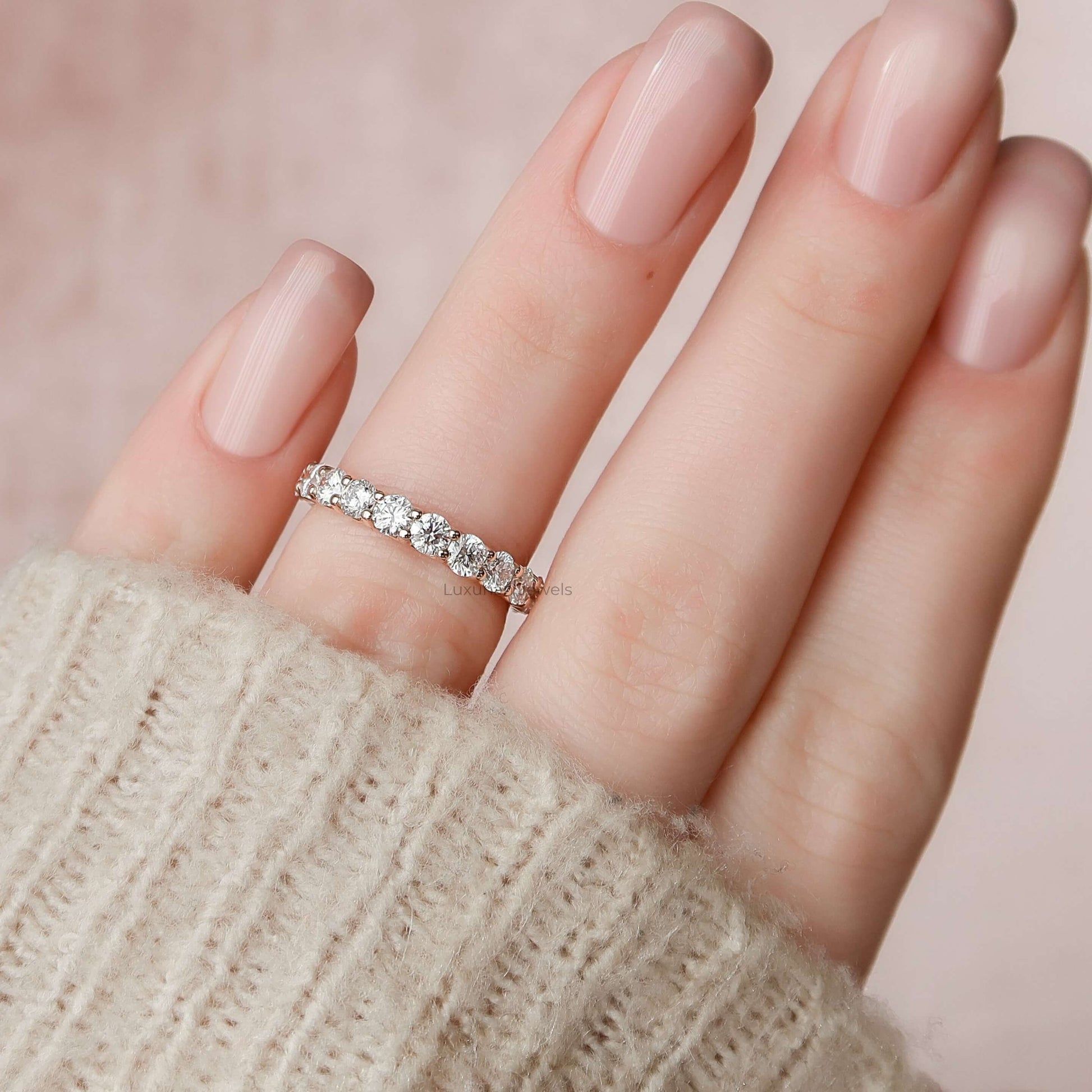 3 mm Round Cut Diamond Stacking Bridal Band