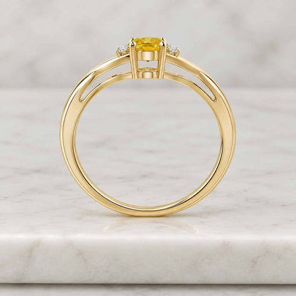 3ct Canary Yellow Oval Lab Diamond Ring • Three Stone Engagement Ring • 14K White Gold Anniversary Ring • Unique Solid Gold Jewelry Gift
