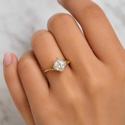 3ct Emerald Cut E, VVS2 Solitaire Engagement Ring, IGI Certified - Lab Grown Diamond Ring, Split Shank, Rings for Women, Anniversary Gifts