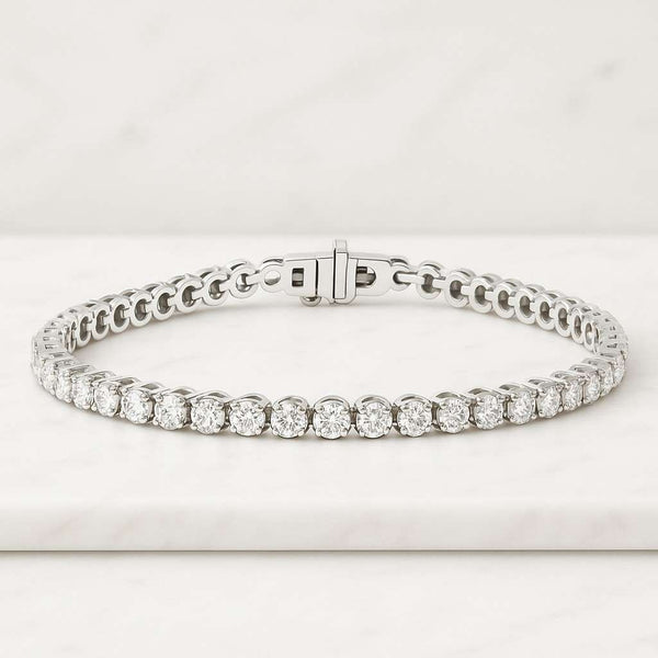 3ct Moissanite Diamond Tennis Bracelet in 14ct White Gold Round Brilliant Cut  Luxury Tennis Bracelet Gift for Her