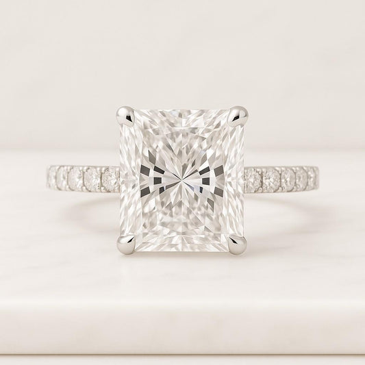 3ct Radiant Cut Lab Diamond Solitaire 14K Yellow Gold Engagement Ring Minimalist Promise Ring  Handmade Bridal Jewellery