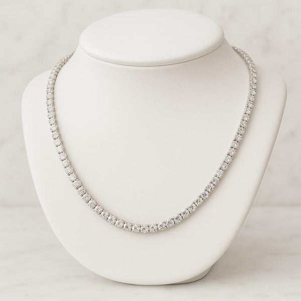 3mm 14-22'' Diamond Tennis Necklace  Rare Sparkling Tennis Chain  Excellent Luster  925 Sterling Silver  Dainty Choker Gift for Her