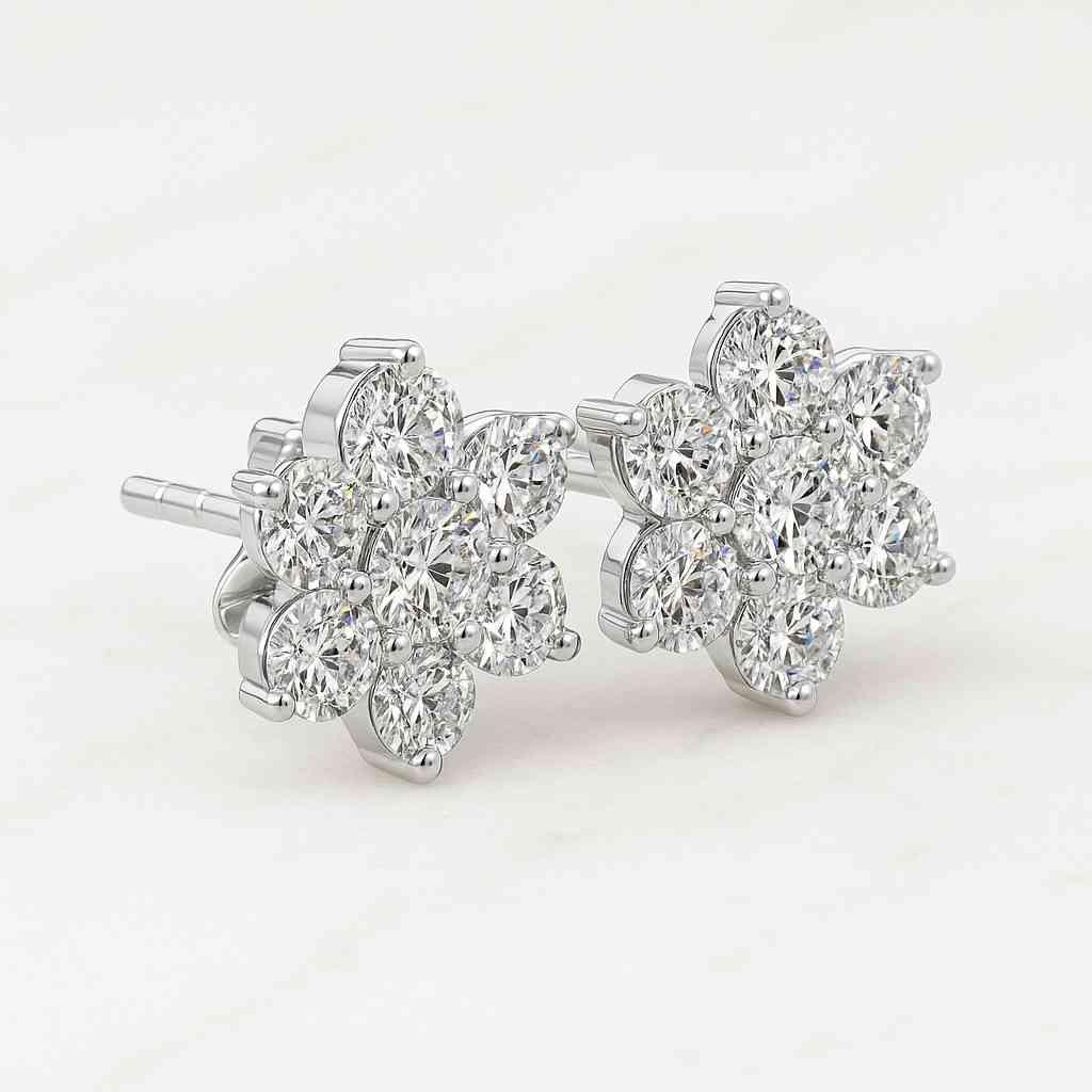 4-Prong Round Diamond Stud Earrings by Sevgi Jewelry. Lab-grown and Natural Diamonds