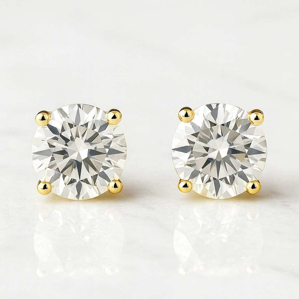 4-Prong Round Diamond Stud Earrings by Sevgi Jewelry Labgrown and Natural Diamonds Available in Platinum Made in USA