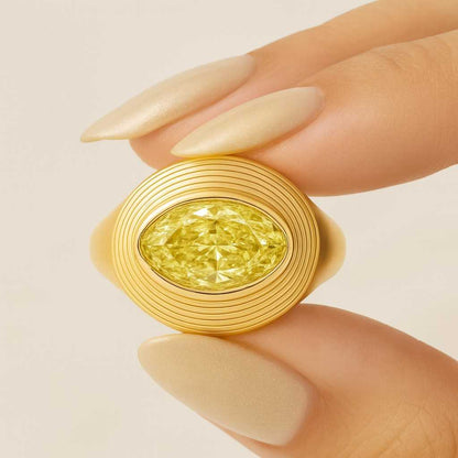 4.00CT Lab Grown Fancy Yellow Diamond Engagement Ring 14K Yellow Gold Radiant Cut