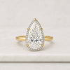 Hidden Halo Pear Cut Lab Grown Solitaire Ring