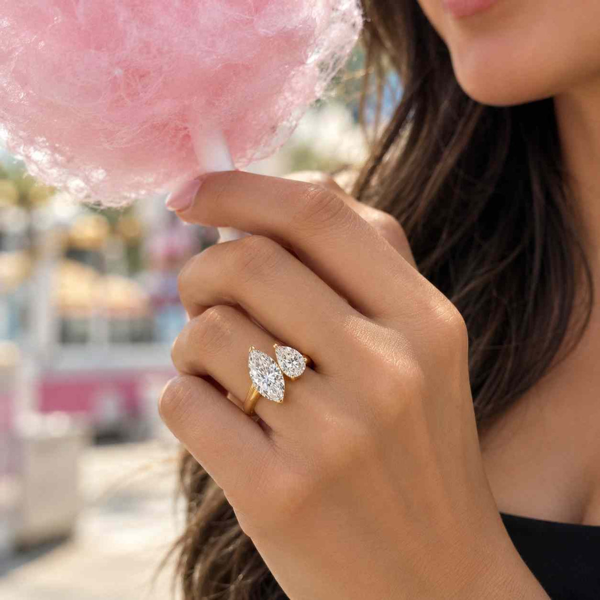 4.00Ct Pear & Marquise Cut Moissanite or Lab-Grown Diamond Toi-Et-Moi Engagement Ring
