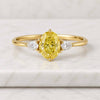 Fancy Yellow Oval  Lab Grown Diamond Three Stone Engagement Ring