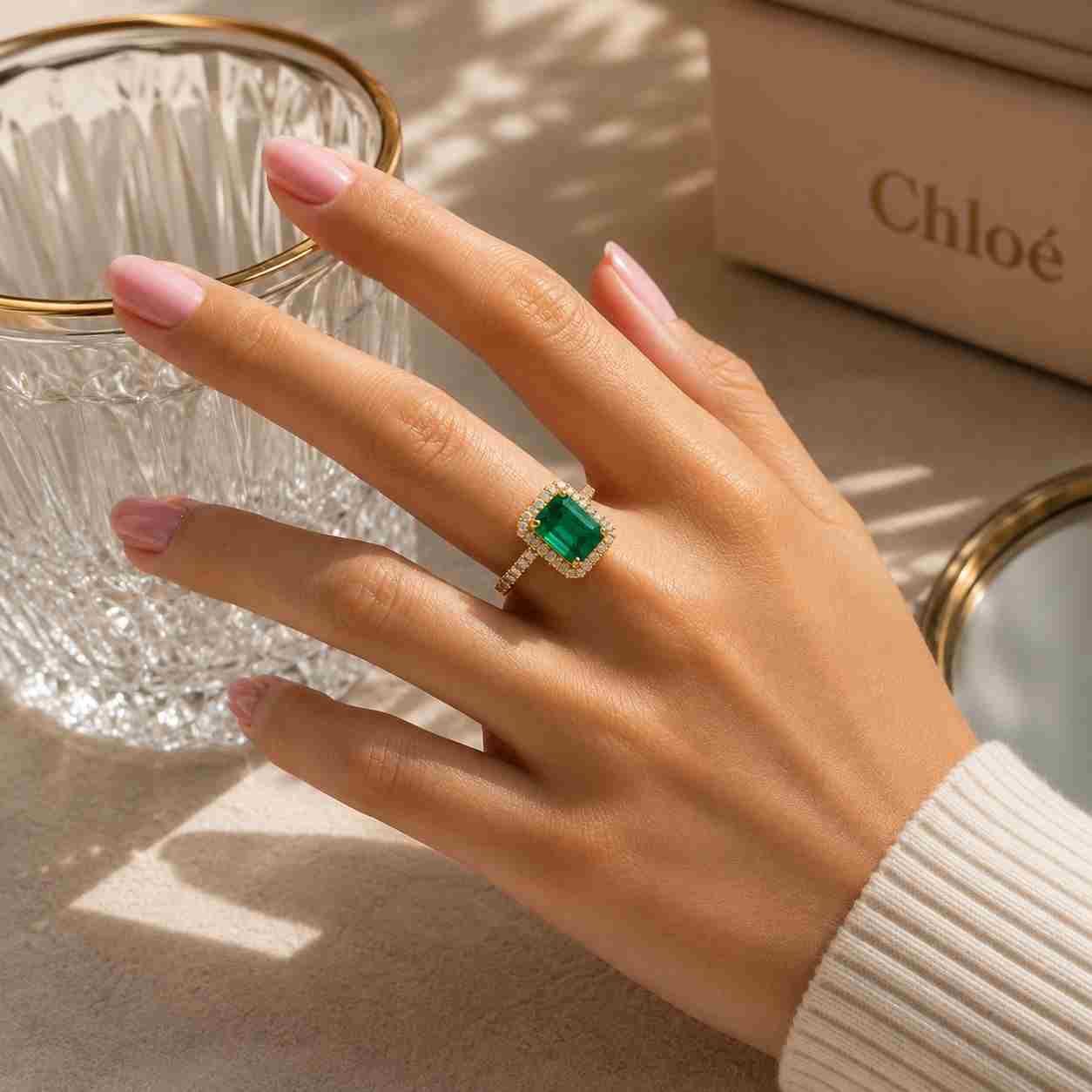 4.20 ctw lab grown colombian emerald and diamond oval halo ring, gold engagement ring, vintage inspired fine jewelry, statement emerald ring
