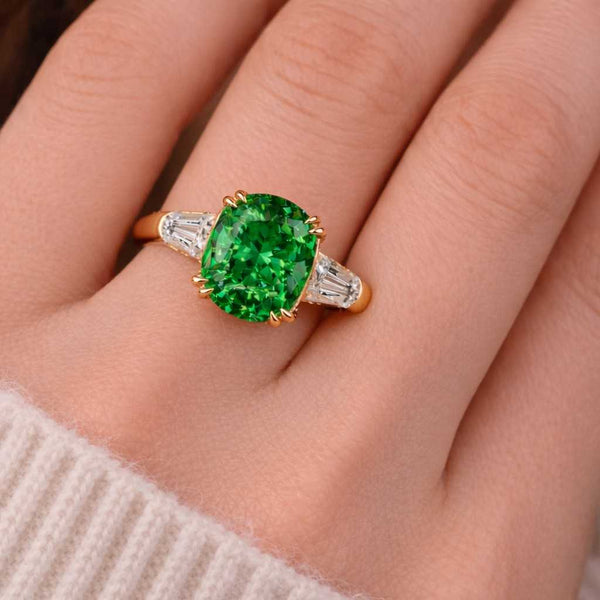 4.5 CT Elongated Cushion Cut Three Stone Moissanite Engagement Ring