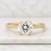 Old Mine Cut Diamond Ring, Round Cut Diamond Pave Set Engagement Ring