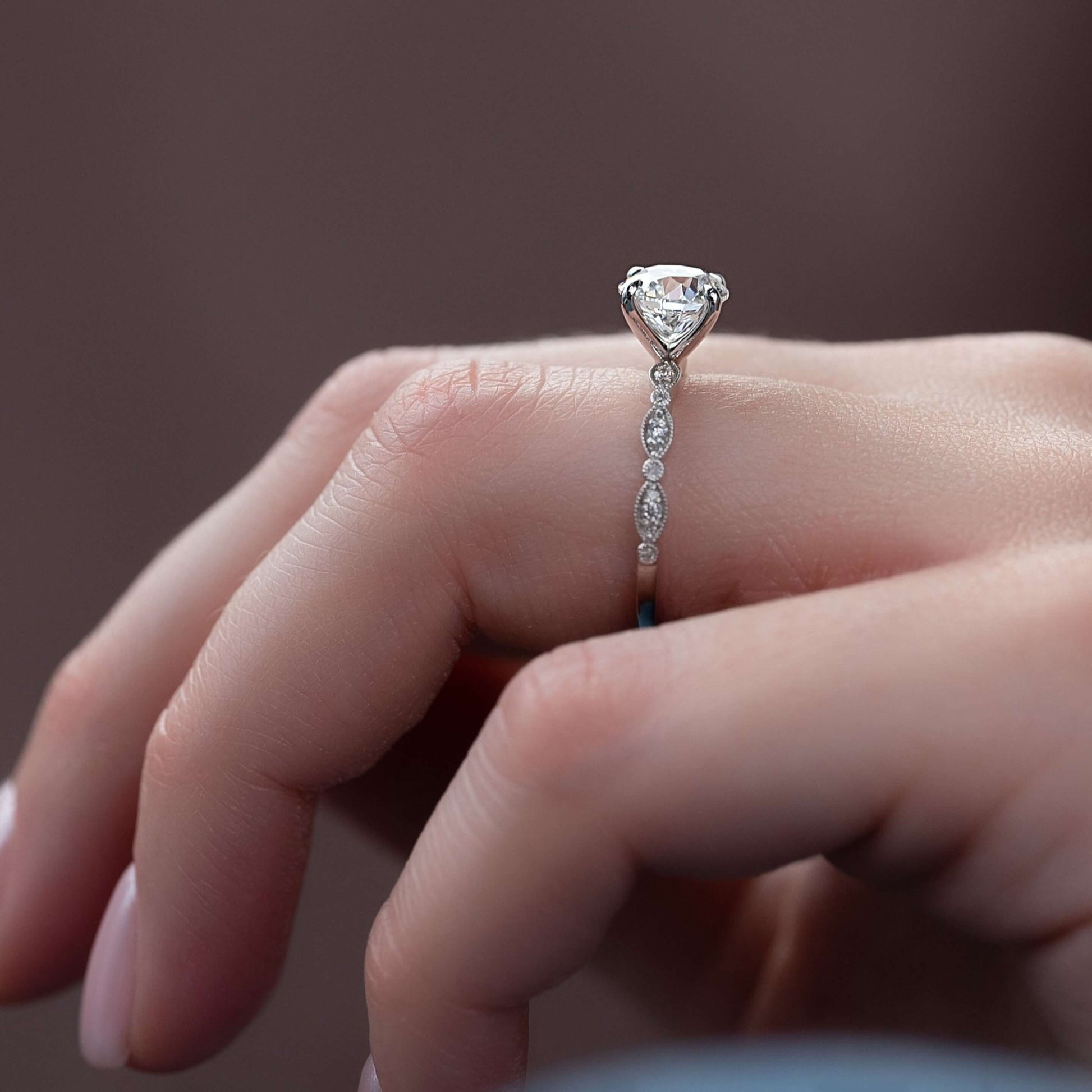 Four Prong Milgrain Set Designer Wedding Ring