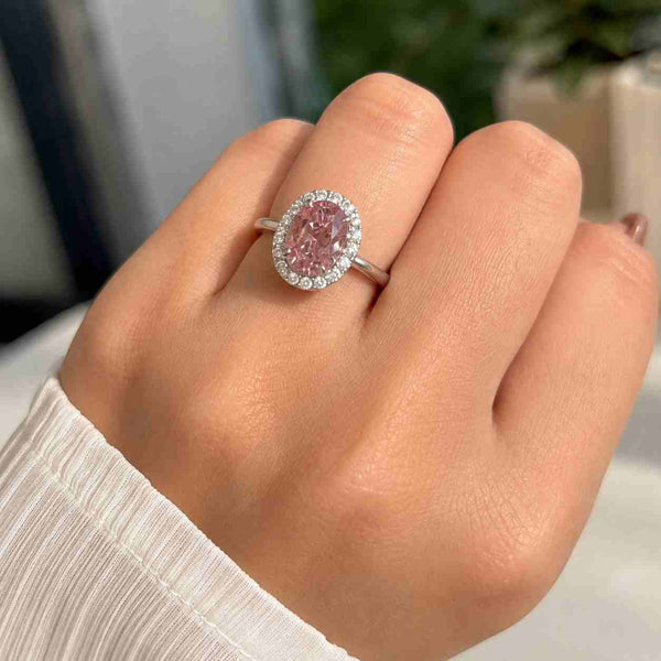 4 CTW Oval Cut Lab Grown Diamond Halo Engagement Ring with Split Pave Shank, D VVS2 IGI Certified Diamond Promise Ring
