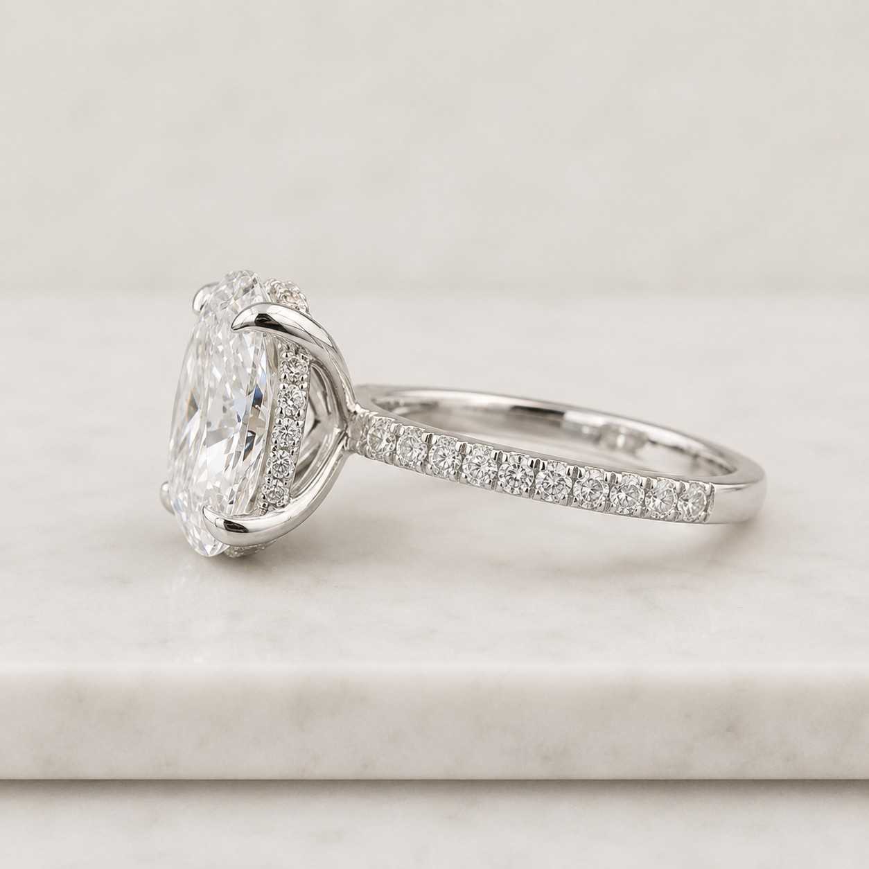 4  CT Oval Cut Lab Grown Diamond Engagement Ring Hidden Halo Wedding Ring Diamond Ring for Women Anniversary Gift Oval Cut Diamond Ring