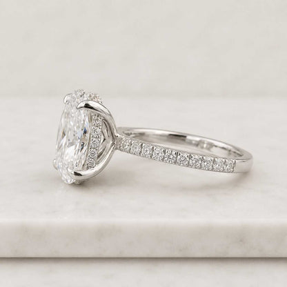 4  CT Oval Cut Lab Grown Diamond Engagement Ring Hidden Halo Wedding Ring Diamond Ring for Women Anniversary Gift Oval Cut Diamond Ring