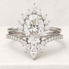 Oval Cut Moissanite Women's Bridal Ring Set In 18K White Gold