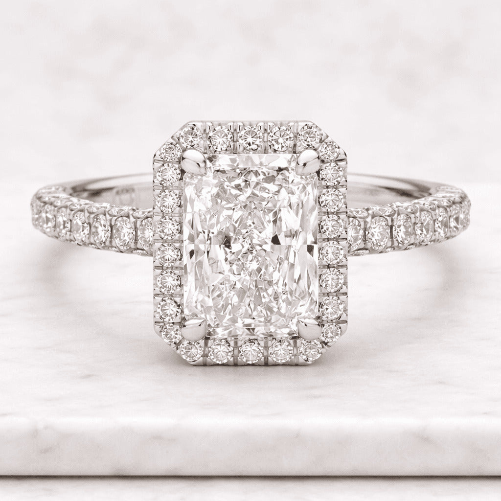 4 Carat D color VVS2 Clarity IGI CERTIFIED Radiant Cut Lab Grown Ring