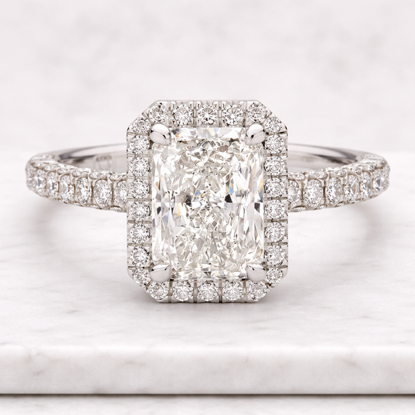 4 Carat D color VVS2 Clarity IGI CERTIFIED Radiant Cut Lab Grown Ring 