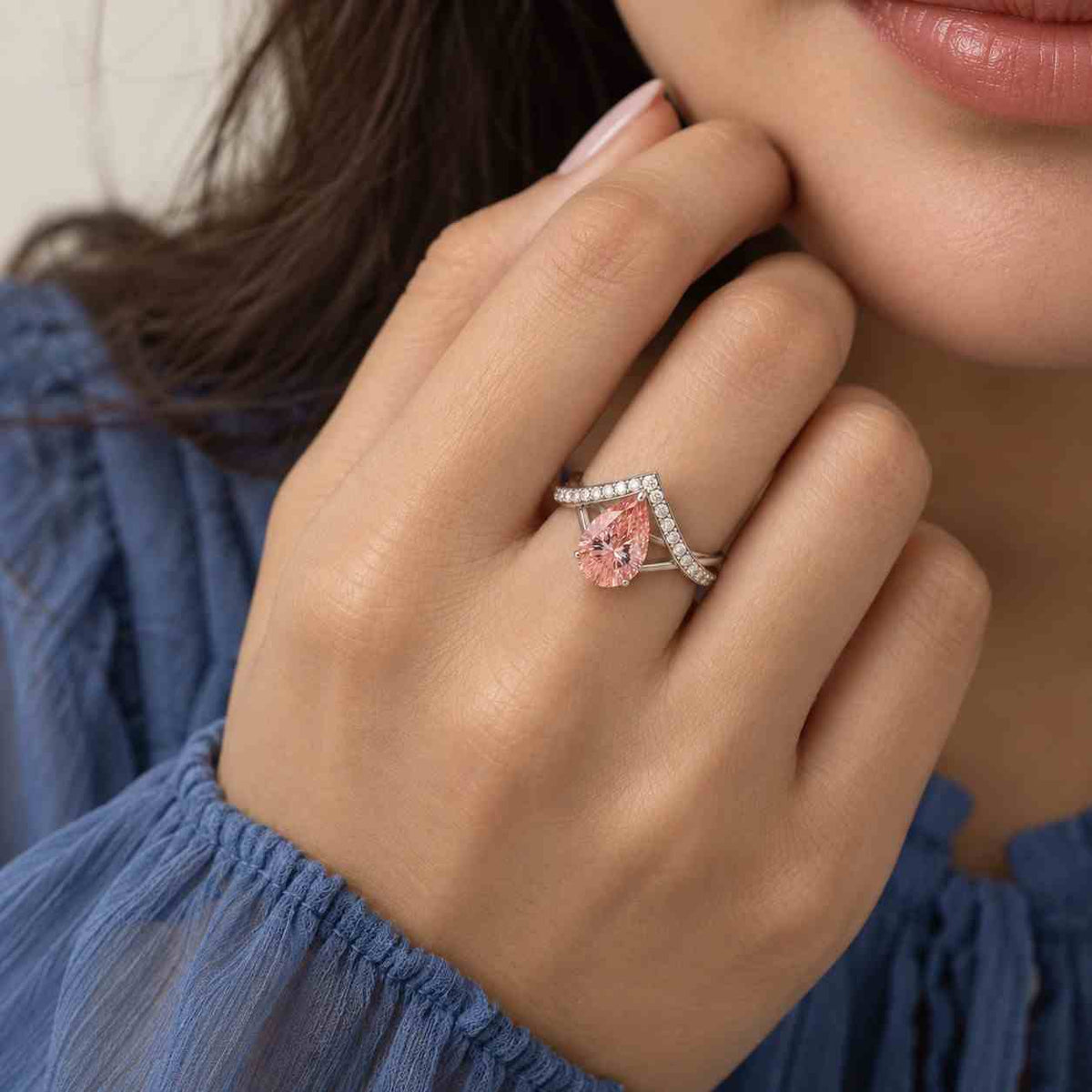 4 carat pear cut lab grown diamond solitaire ring | 14k white gold | igi certified
