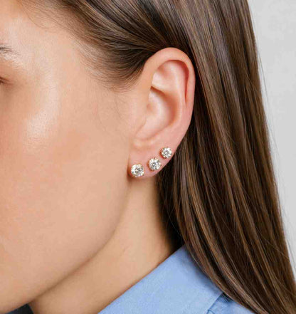 4 Carat Radiant Cut Lab Grown Diamond Stud Earrings 14K Yellow Gold