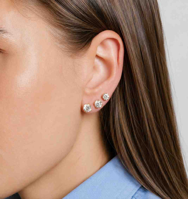4 Carat Radiant Cut Lab Grown Diamond Stud Earrings 14K Yellow Gold