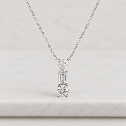 4 Ct Diamond Necklace, 14K Gold IGI Certified Lab Grown Diamond Solitaire Pendant, Heart Diamond Necklace, 5 Prong Heart Necklace
