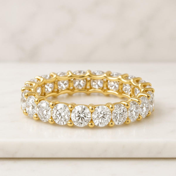 4 MM Round Cut Moissanite Full Eternity Band 14K Solid White Gold Women Wedding Band