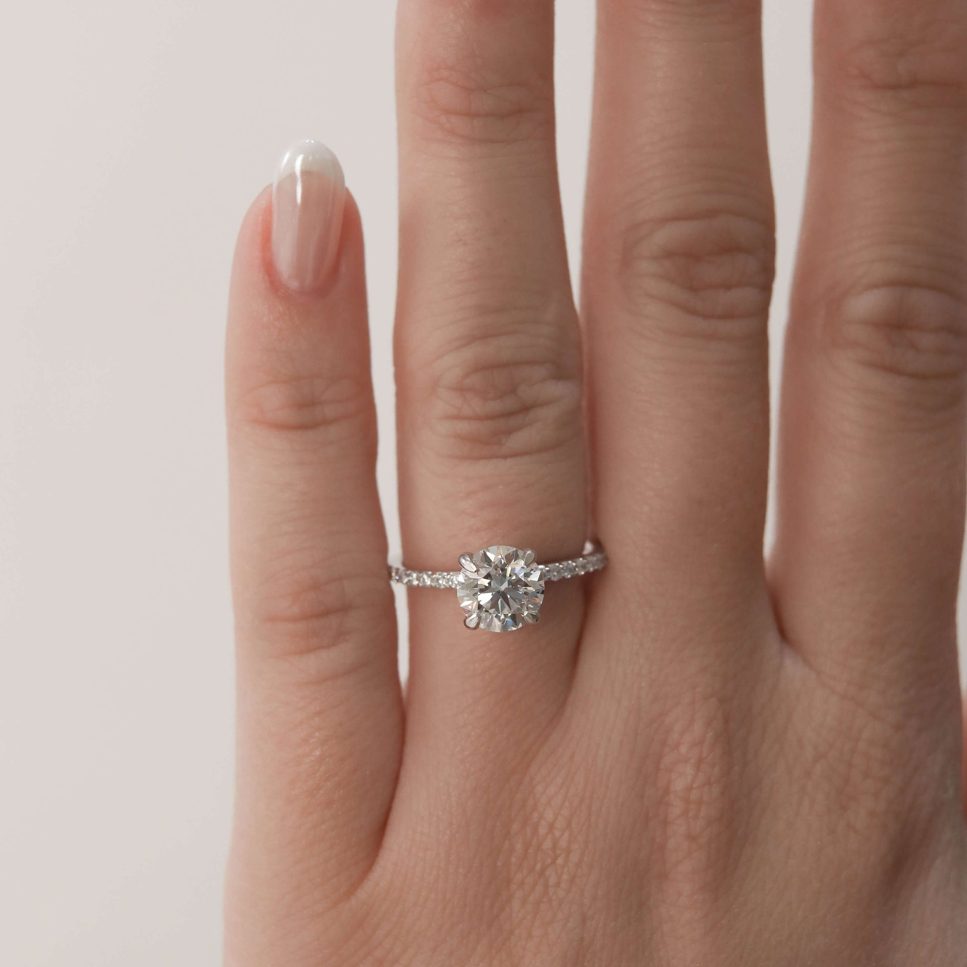 4 Prong Classic Eternity Round Cut Wedding Ring, Solitaire with Accent Promise Ring For Her