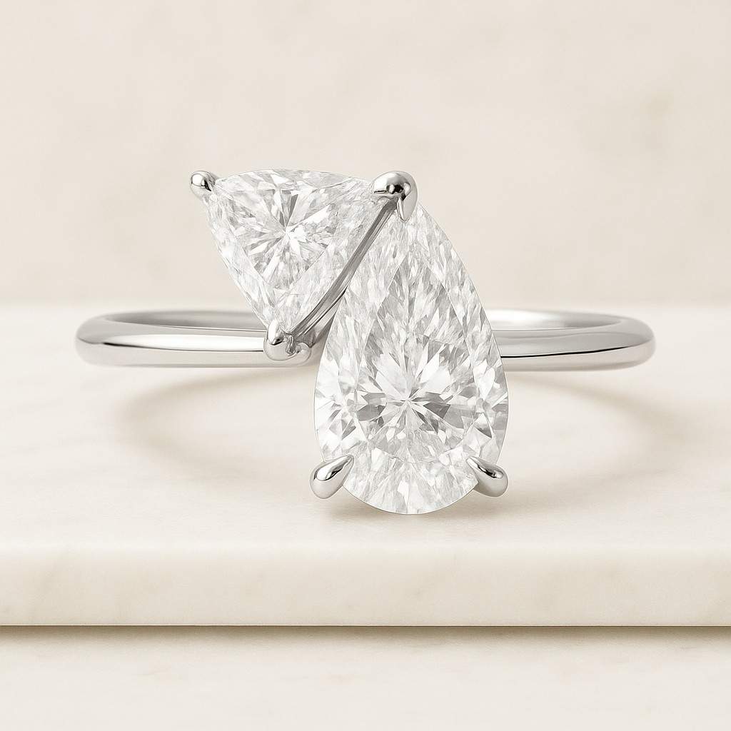 4 Prong Ring Diamond Anniversary Gift, Danity Low Set Round 1/2 to 3.0 CT Lab Grown Diamond Solitaire Engagement Ring for Women Promise Ring
