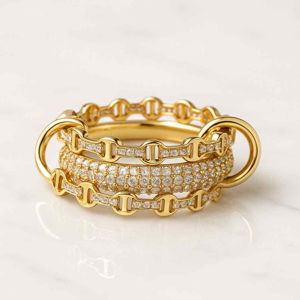 4 Rings Minimalist Gift For Her Women Men Multi-Link Connected Ring by ArgentaJewel