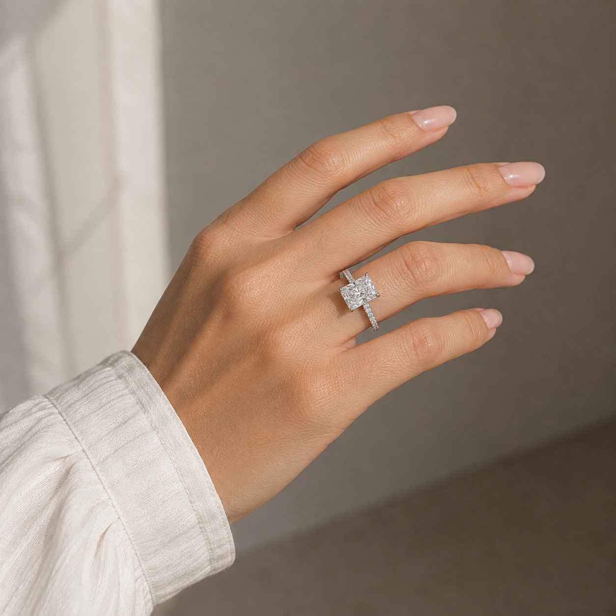 4ct lab diamond engagement ring/minimalist solitaire diamond ring