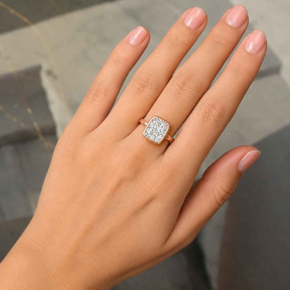 5.00 CT Elongated Cushion Cut Lab Grown Diamond Bezel Set Ring, Cushion Diamond Solitaire Engagement Ring, Lab Diamond Ring For Gift
