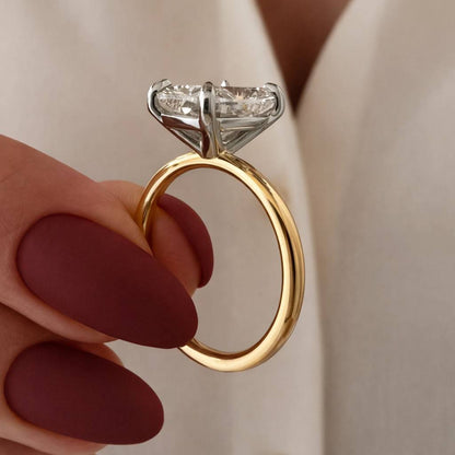 5.05 Carat Cushion Cut Lab Grown Diamond Ring, 14k Gold Solitaire Engagement Setting, The Seloria
