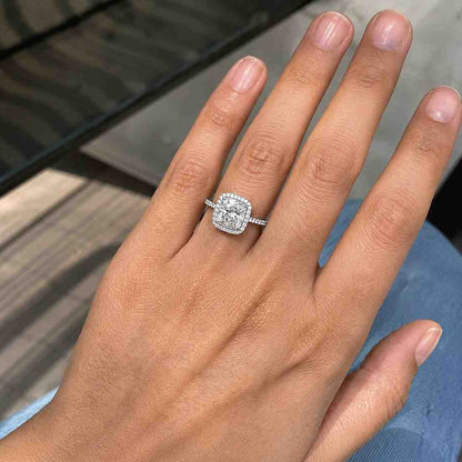  5.0 CT Princess Cut Moissanite Engagement Ring, Halo Wedding Ring, Pave Band, Princess Halo Ring, Anniversary Gift, Ring for Women
