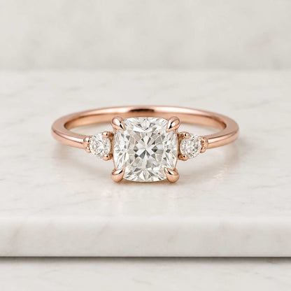 5.30 CTW Three Stone Oval Cut Diamond Engagement Ring D VVS2 IGI Certified Lab Grown Diamond Trilogy Ring with Side Pear Shape Diamonds
