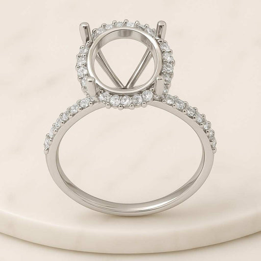 5CT Lab Grown Diamond Ring Oval Cut Hidden Halo 14K Yellow Gold Ring