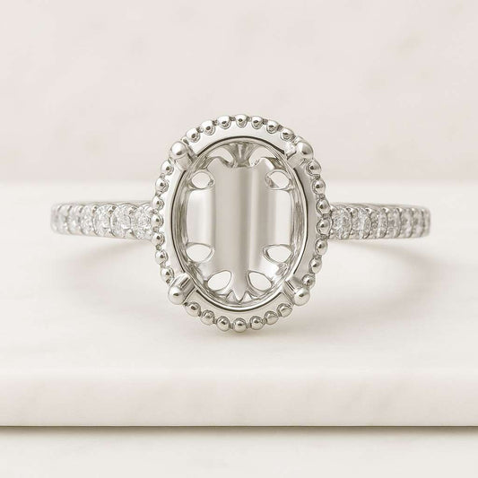 5CT Lab Grown Diamond Ring Oval Cut Hidden Halo Ring Adjustable Thai Sterling Silver Ring Base Ring