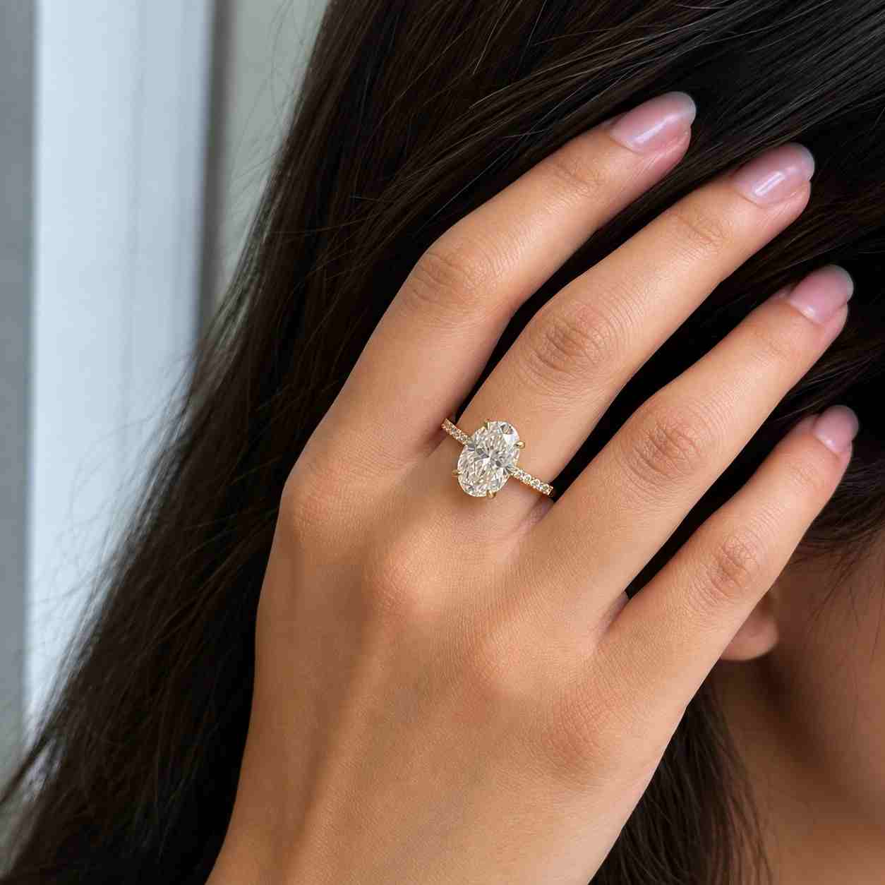 5CT Oval Cut Pink Lab Grown Diamond Ring | Fancy Intense Pink Hidden Halo Engagement Ring | Stacking Wedding Band Set
