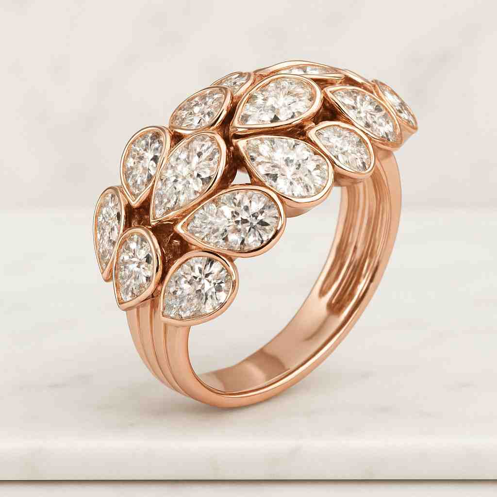 5CT pear shaped diamond ring IGI certified Lab Grown diamond engagement ring White gold bridal ring